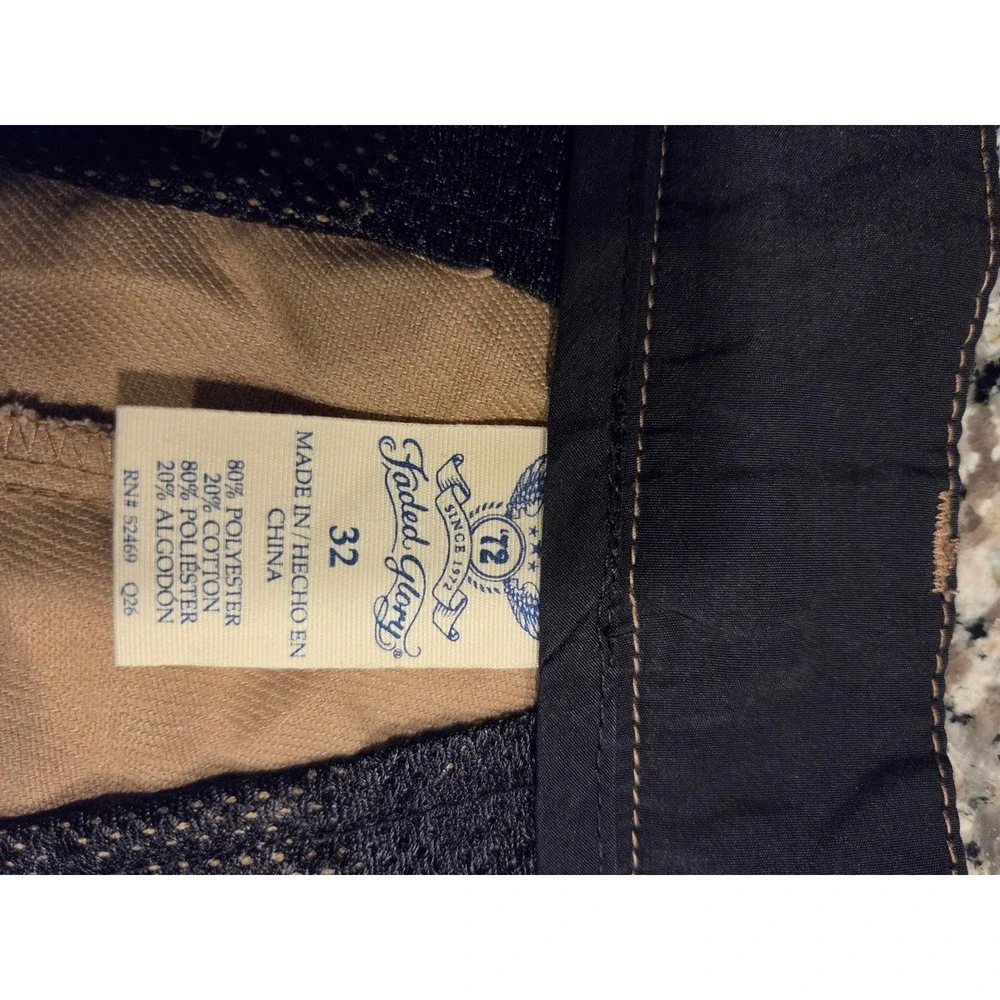 Faded Glory Mens Tan Khaki Flat‎ Front Chino Shorts Size 32 Cotton Blend Casual